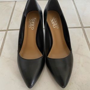 Franco Sarto black leather wedge heel 7W NWOT